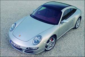 porche caymen front side view